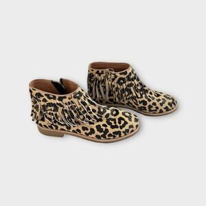 Kate Spade Betsie Booties Women's 6M Leopard Print Fringe Ankle Zipper